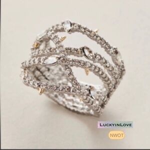 ALEXIS BITTAR • Silver Orbiting Crystal Encrusted Thorny Lace Ring 8